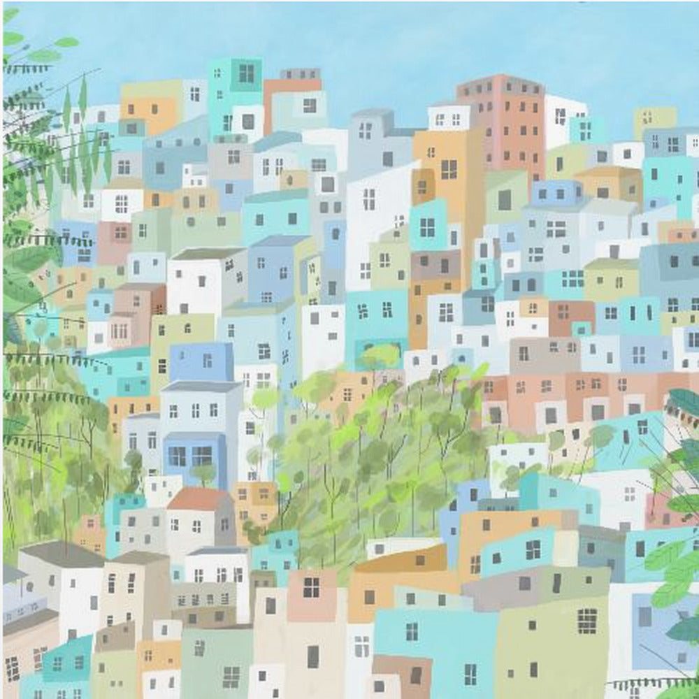 Vue sur les toits de Rio de Janeiro par l'artiste Carla Daly | Tableaux sur Toile