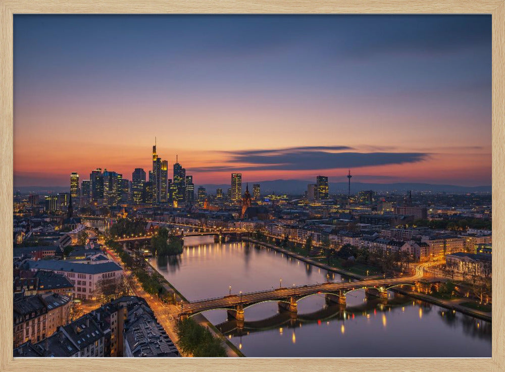 Frankfurts skyline ved solnedgang | Plakater - Kunsttryk