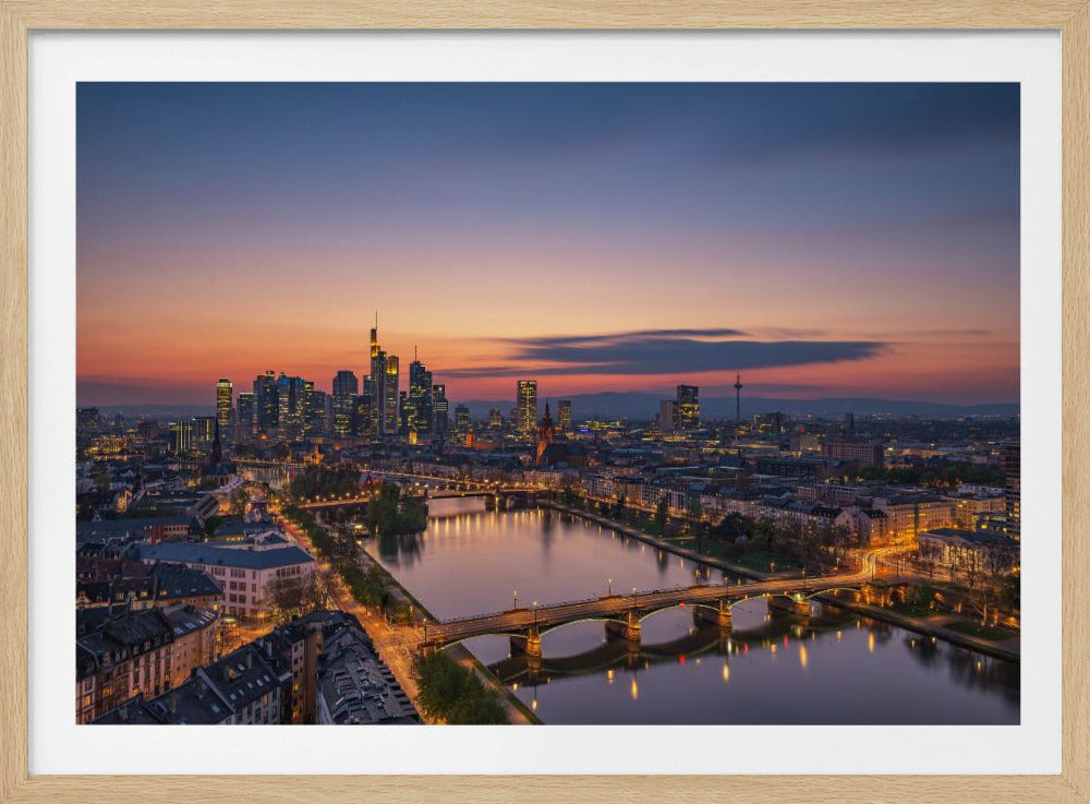 Frankfurts skyline ved solnedgang | Plakater - Kunsttryk