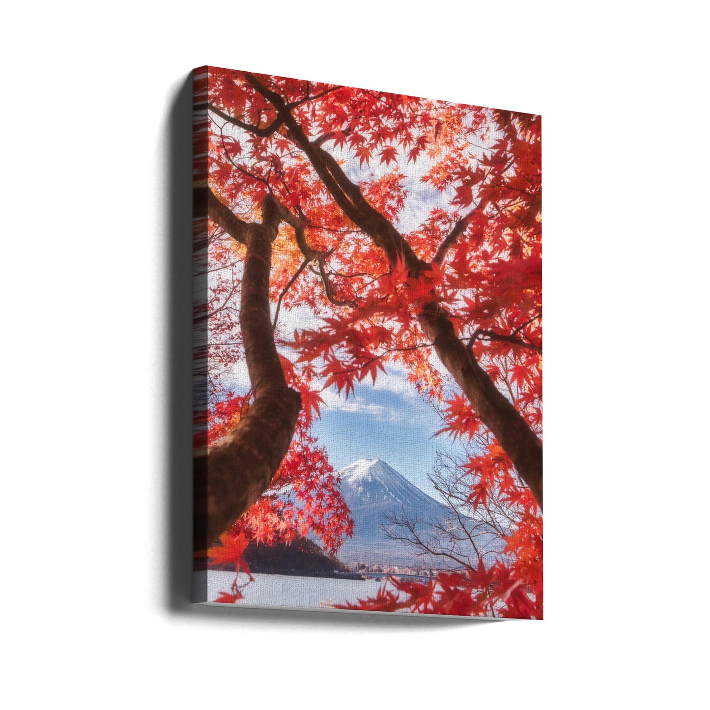 Berget Fuji faller i höstlöven | Canvas