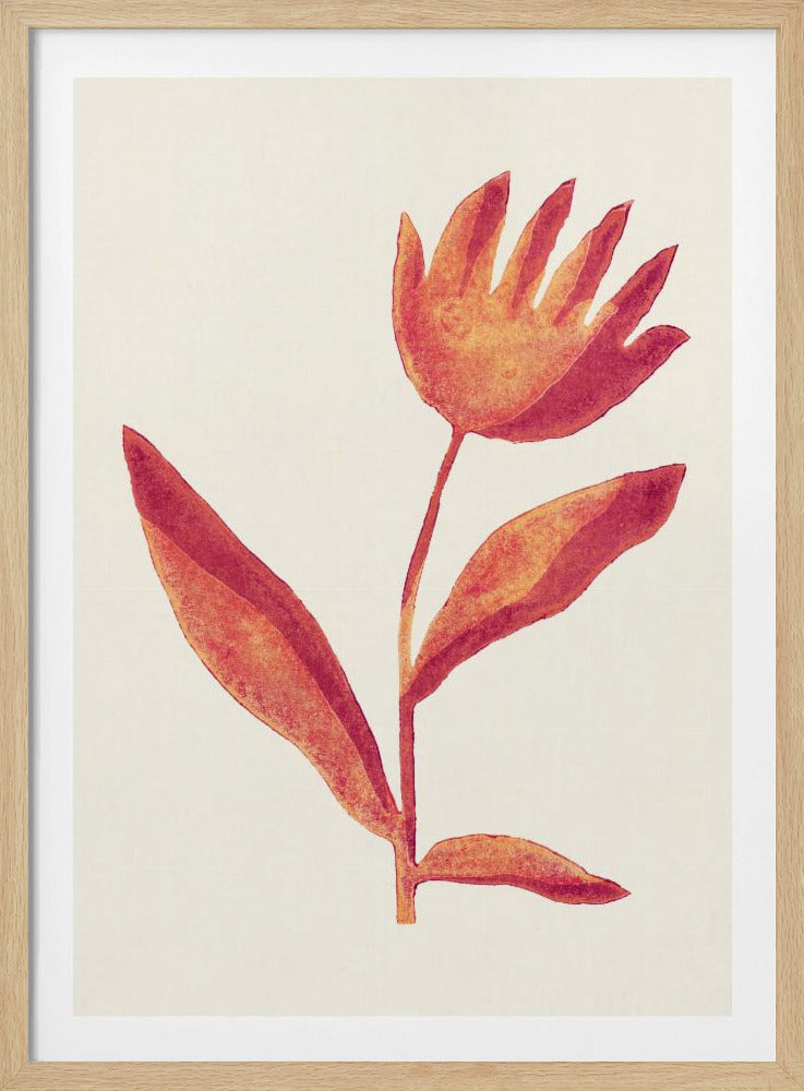 Linolschnitt Blume / Viva Magenta | Poster - Kunstdruck