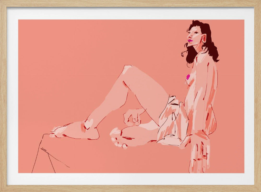 Girl Sitting Pink | Poster