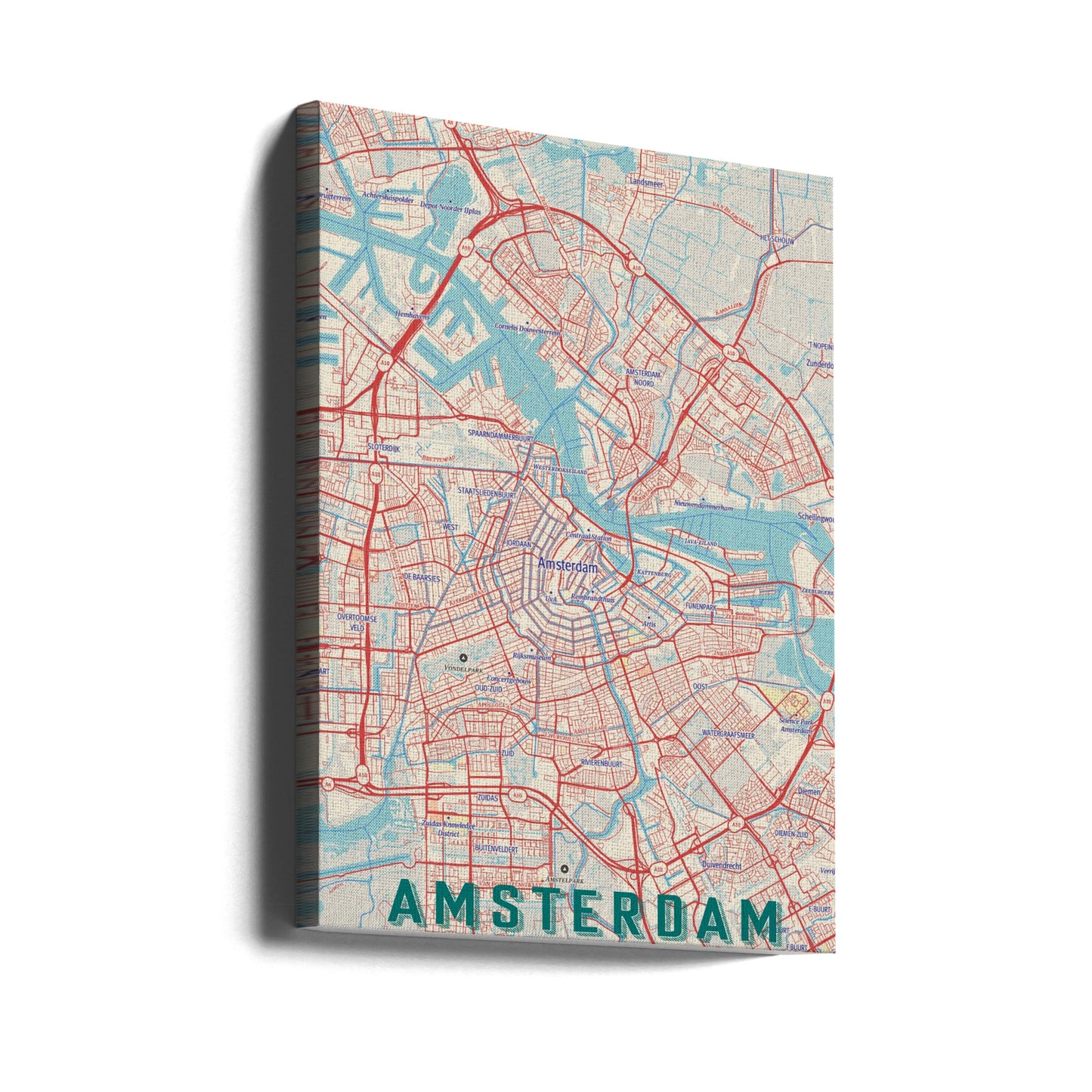 Retro-Karte Amsterdam | Leinwand-Bilder