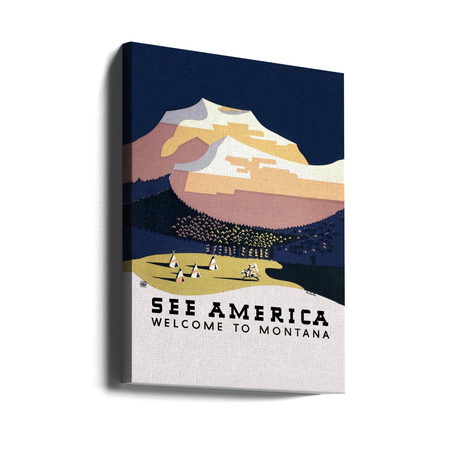 Sehen Sie Amerika. Willkommen in Montana (1936) Reisen Poster - Kunstdruck Von Richard Halls | Leinwand-Bilder