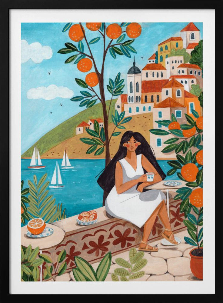 Voyage Posters - Affiche Artistique femme sur la côte méditerranéenne | Posters - Affiche Artistique