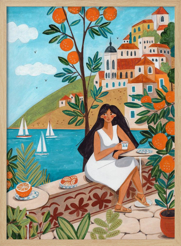 Voyage Posters - Affiche Artistique femme sur la côte méditerranéenne | Posters - Affiche Artistique
