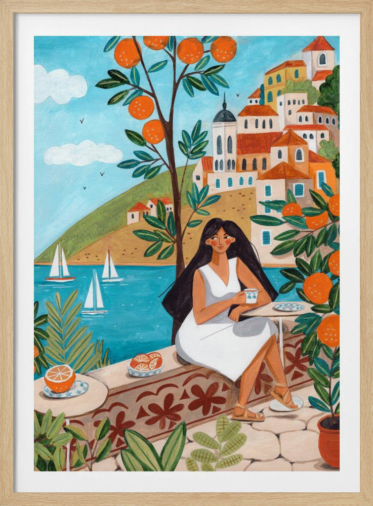 Voyage Posters - Affiche Artistique femme sur la côte méditerranéenne | Posters - Affiche Artistique