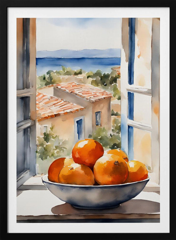 Orangenschale im Fenster | Poster