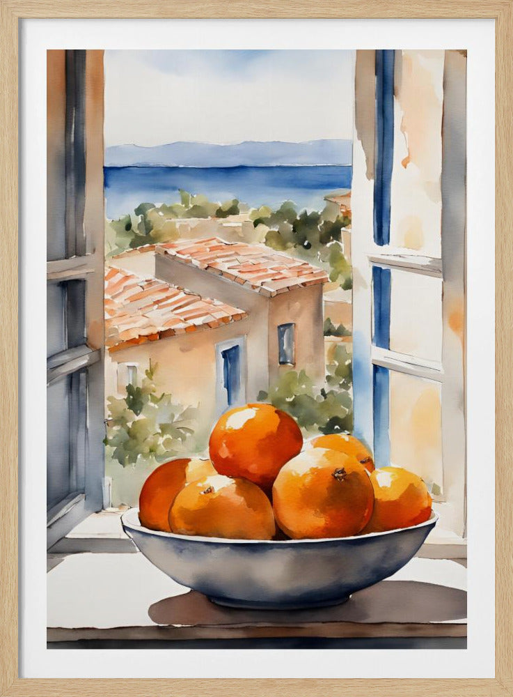 Orangenschale im Fenster | Poster