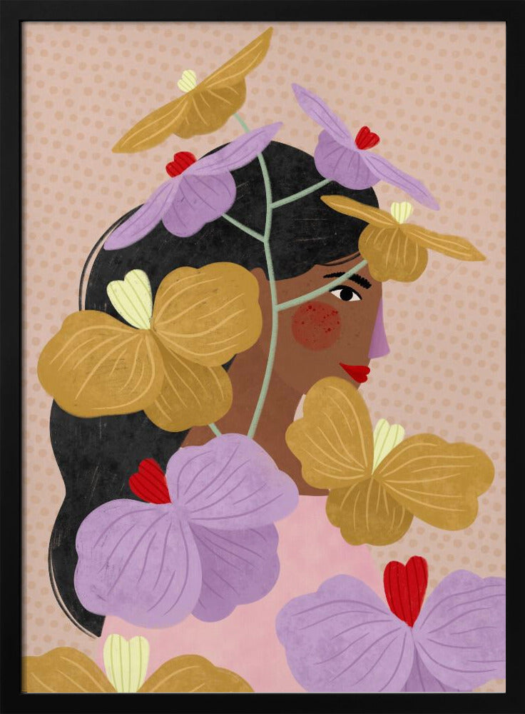 Dold bakom gula lila blommor | Poster