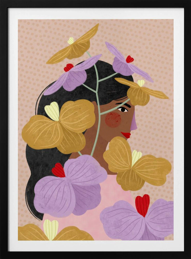 Dold bakom gula lila blommor | Poster