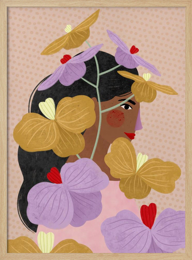 Dold bakom gula lila blommor | Poster