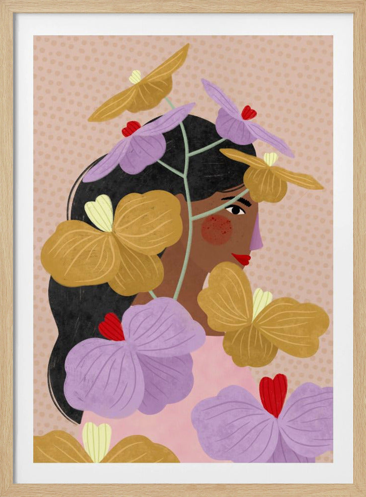 Dold bakom gula lila blommor | Poster