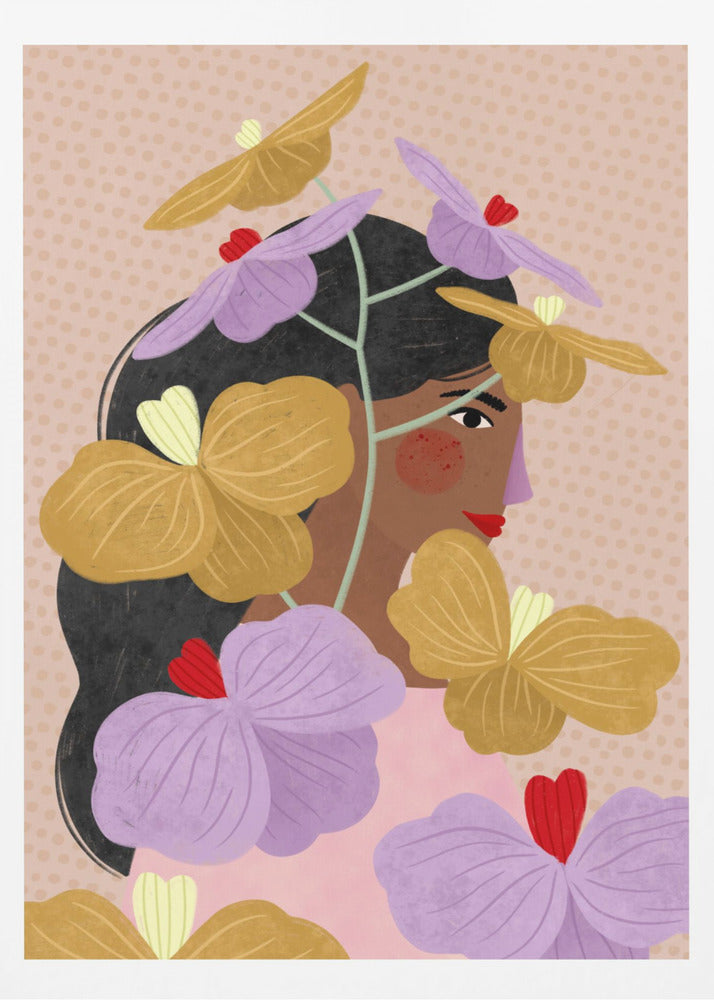 Dold bakom gula lila blommor | Poster