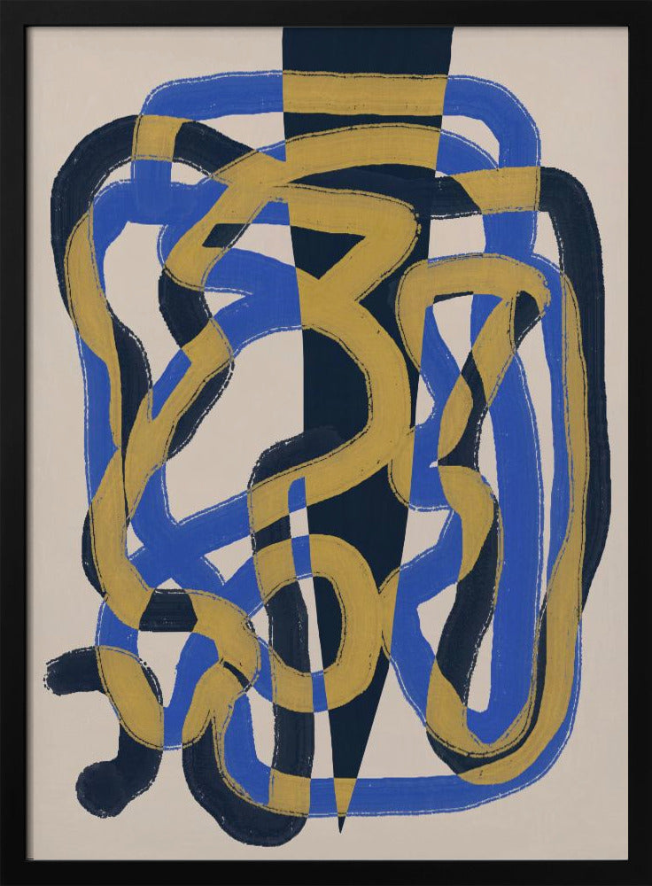 Abstract line deco blue and yellow | Poster