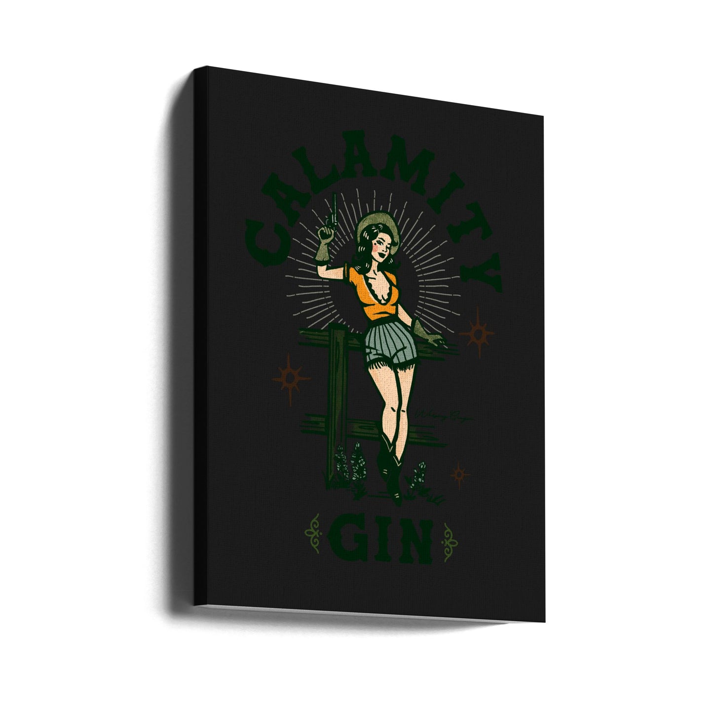Calamity Gin Sjov Retro Western Cowgirl Kunst | Lærredsbilleder