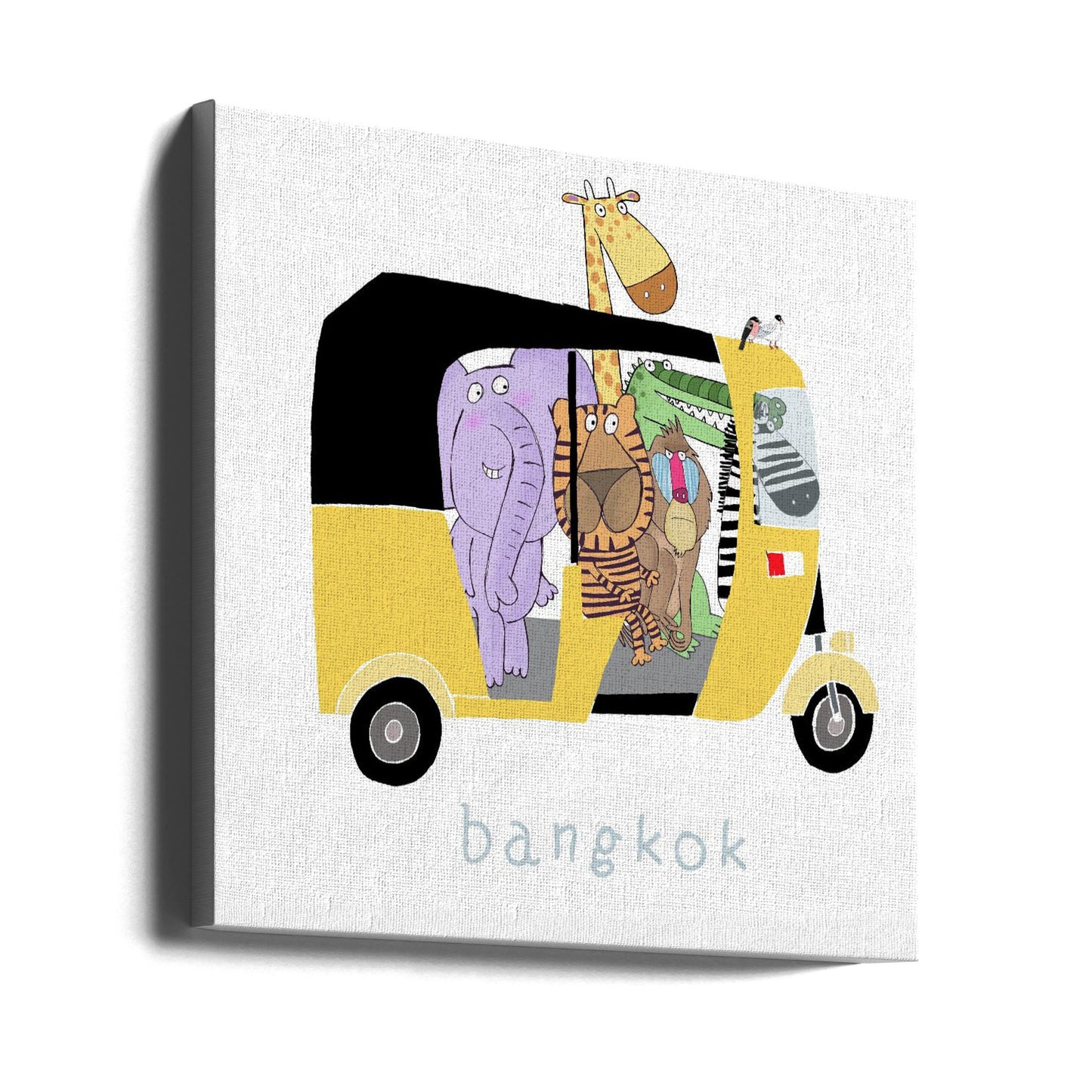 Dschungeltiere machen eine Fahrt in einem Bangkok Tuk Tuk von Carla Daly | Leinwand-Bilder