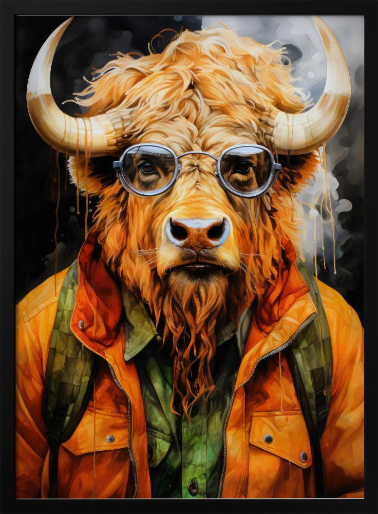 Akvarell djurkonst i buffel | Poster