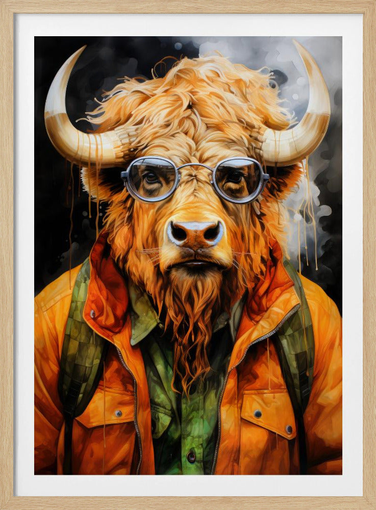 Akvarell djurkonst i buffel | Poster