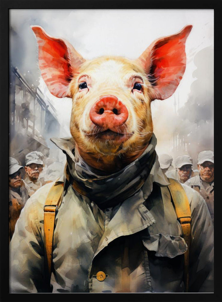 Schwein 1984 Aquarell Tierkunst | Poster