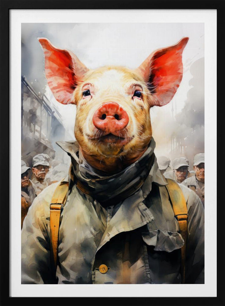 Schwein 1984 Aquarell Tierkunst | Poster