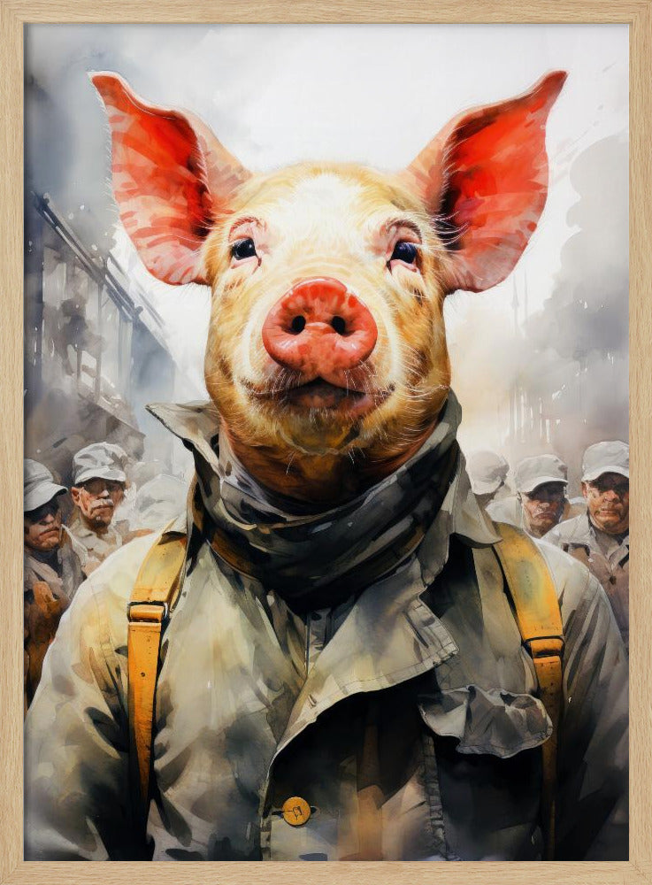 Schwein 1984 Aquarell Tierkunst | Poster