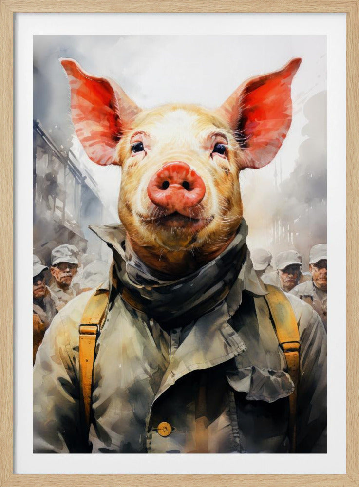 Schwein 1984 Aquarell Tierkunst | Poster