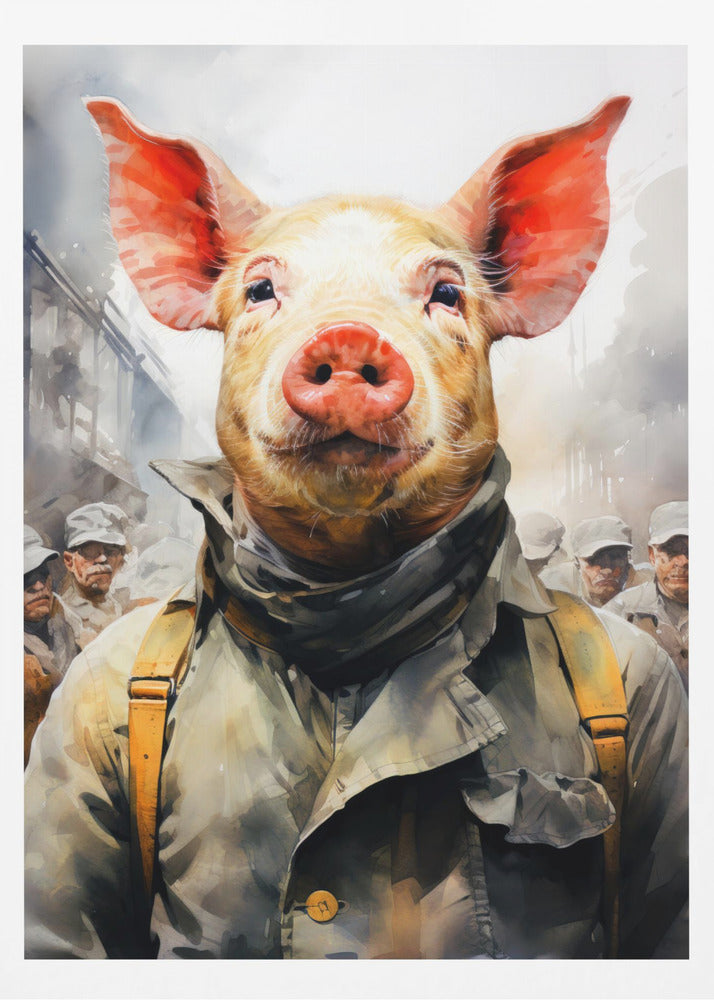 Schwein 1984 Aquarell Tierkunst | Poster