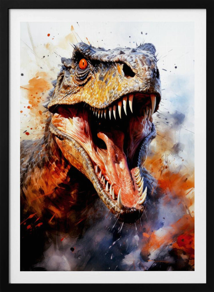 Utahraptor dinosaurie akvarell djurkonst poster |