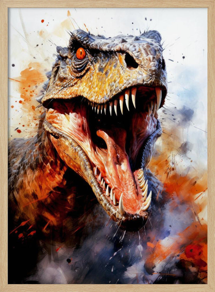 Utahraptor dinosaurie akvarell djurkonst poster |