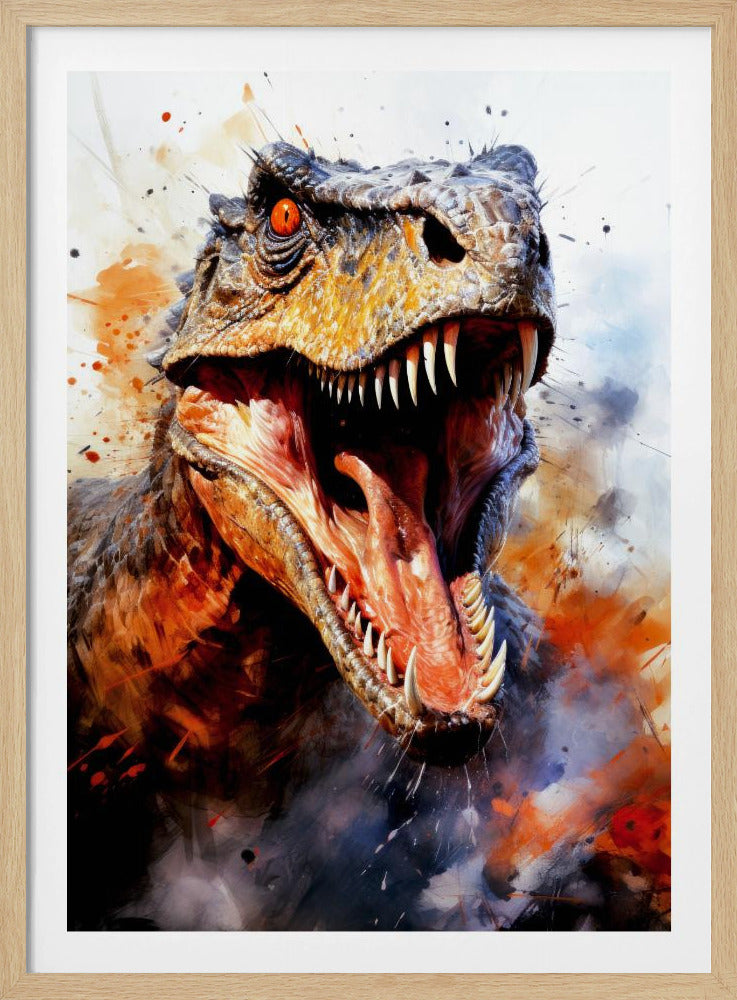 Utahraptor dinosaurie akvarell djurkonst poster |