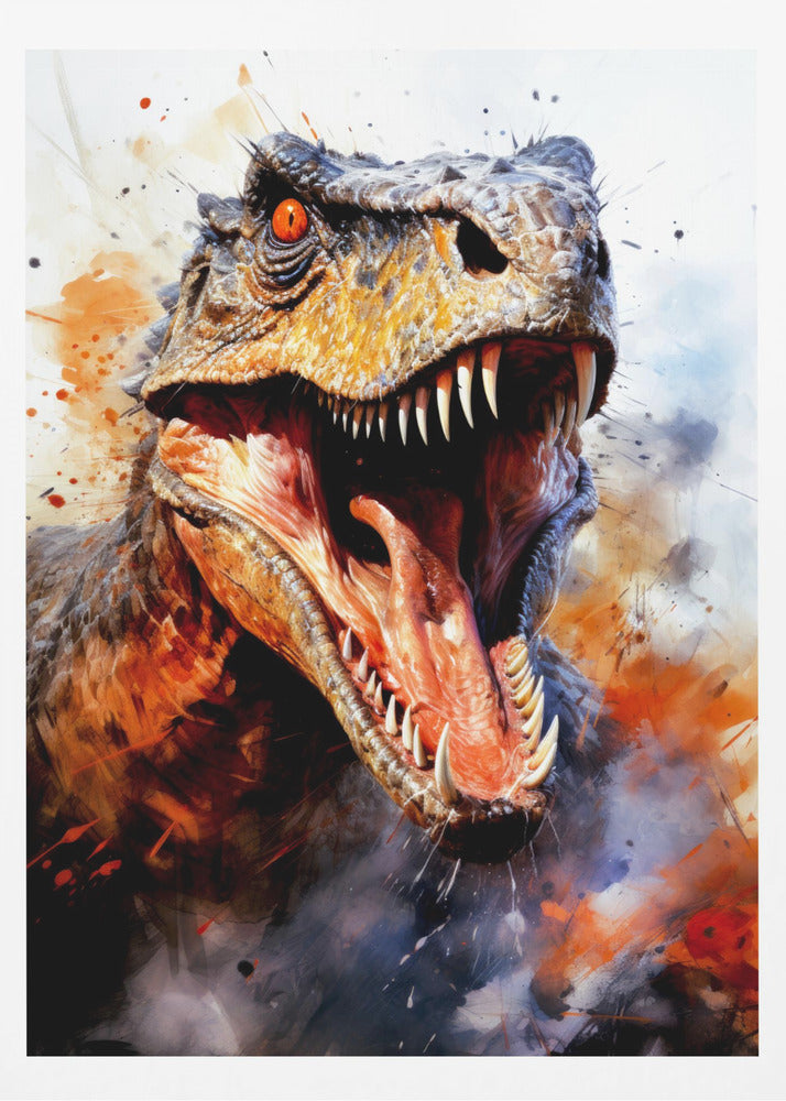 Utahraptor dinosaurie akvarell djurkonst poster |