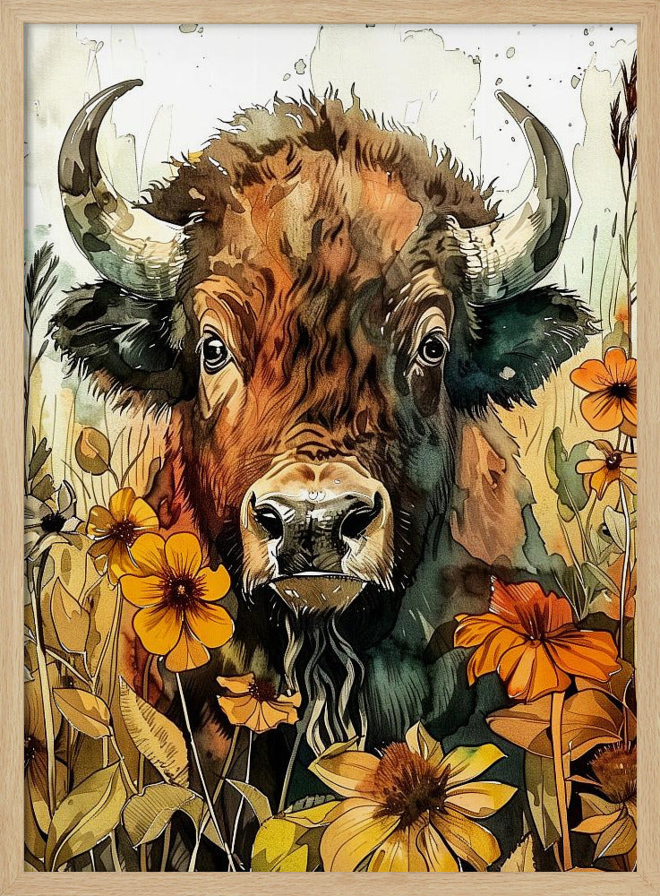 Büffel-Aquarell-Tierkunst 1 | Poster