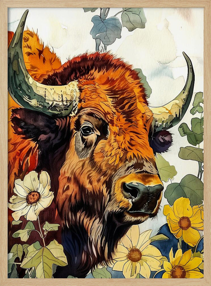 Büffel-Aquarell-Tierkunst 2 | Poster