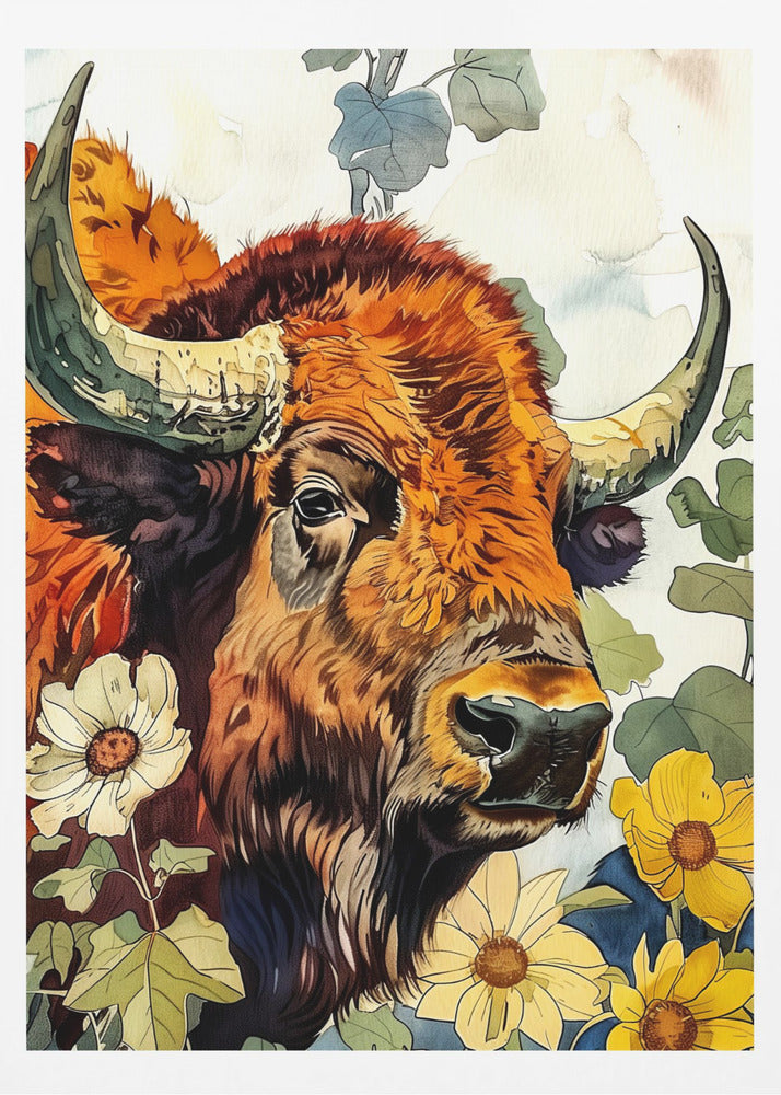 Büffel-Aquarell-Tierkunst 2 | Poster
