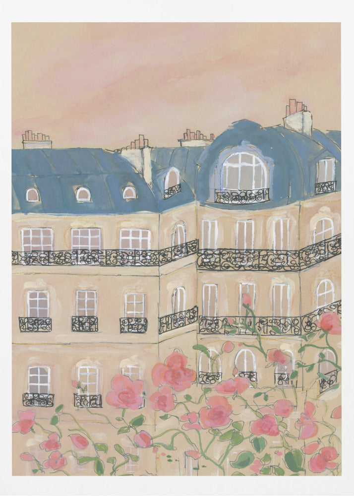 Sunset Over Paris Buildings | Poster