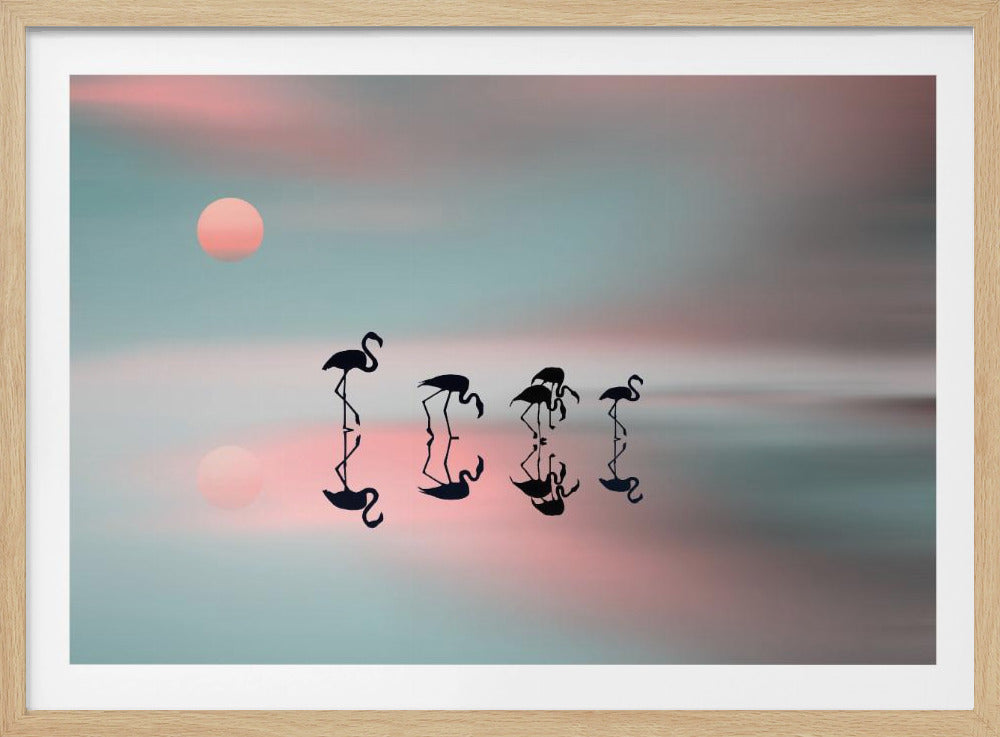 Famille de flamants roses. | Posters - Affiche Artistique