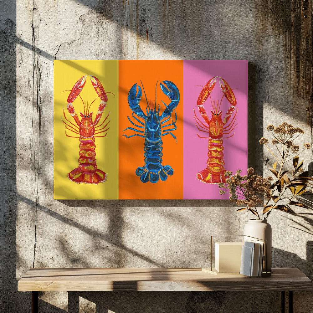 Lobster Langoustines Pop Art 3 | Tableaux sur Toile