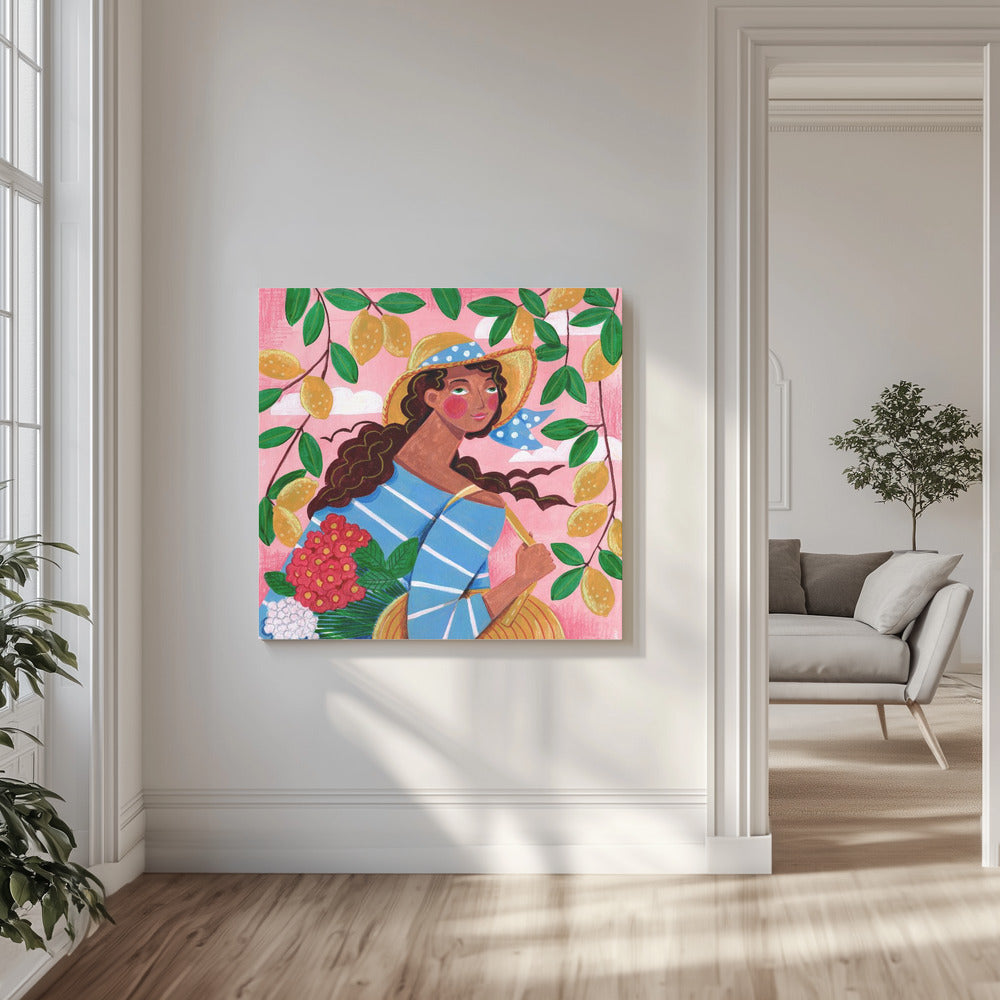 Porträtt av kvinna på Amalfikusten i Italien | Canvas