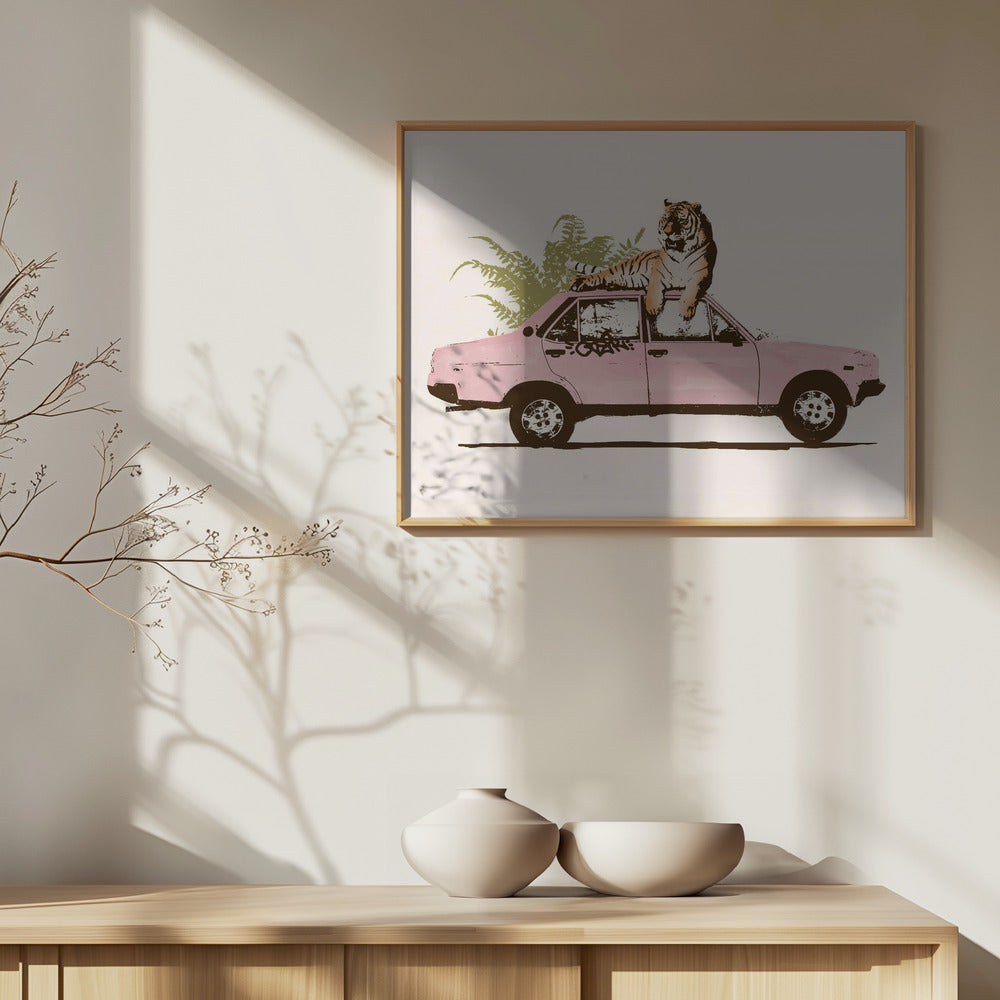 Tiikeri autossa | Julisteet - Taidevedokset