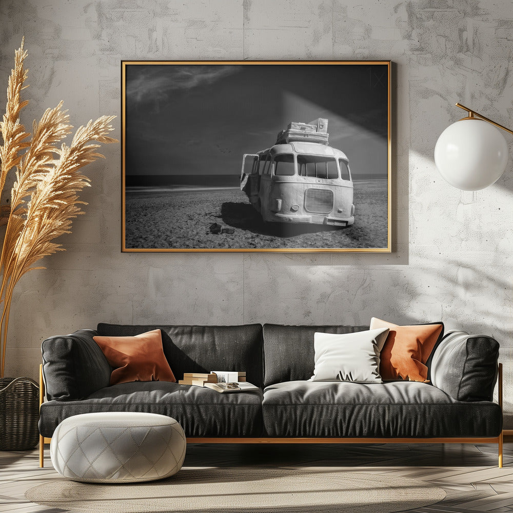 Gestrandeter Bus | Poster - Kunstdruck