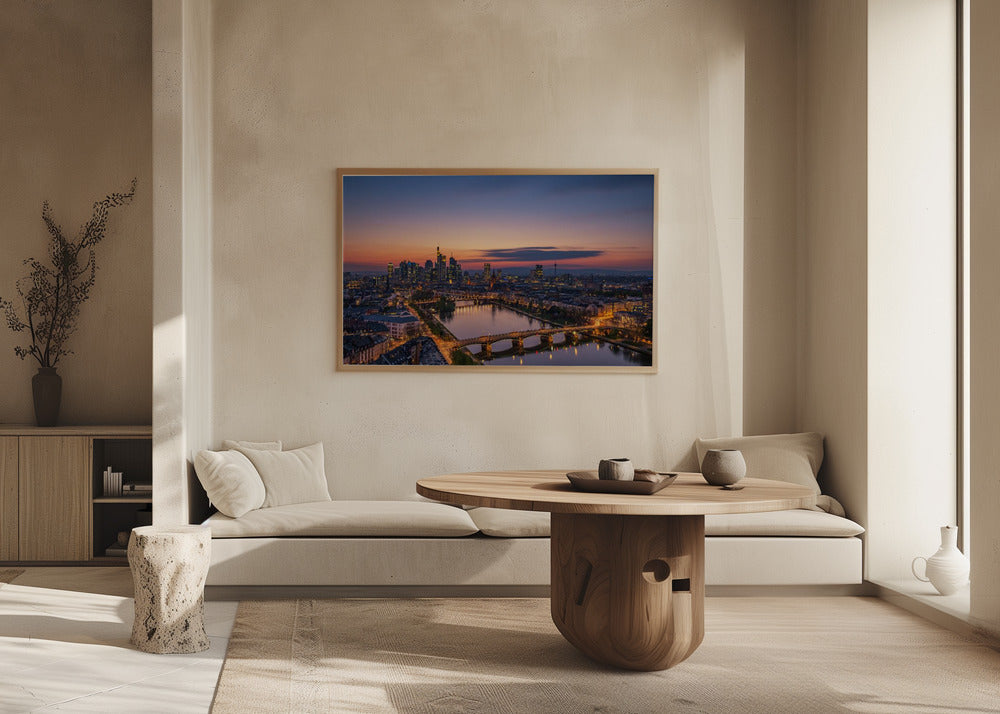 Frankfurts skyline ved solnedgang | Plakater - Kunsttryk