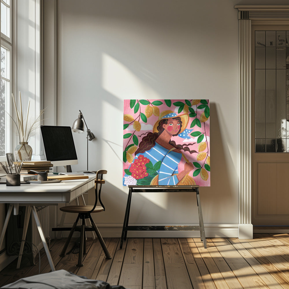 Porträtt av kvinna på Amalfikusten i Italien | Canvas
