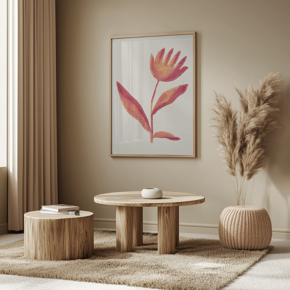 Linolschnitt Blume / Viva Magenta | Poster - Kunstdruck