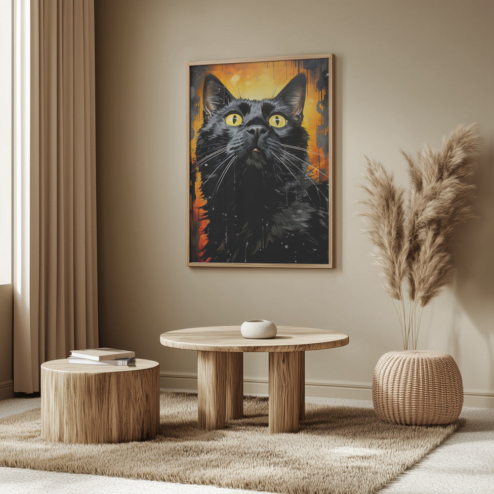 Black Cat  Adam Watercolor Animal Art | Poster