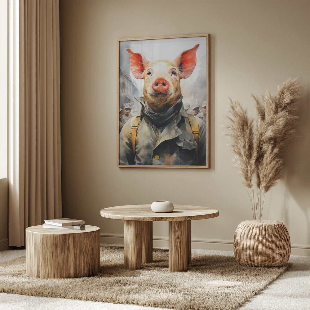 Schwein 1984 Aquarell Tierkunst | Poster