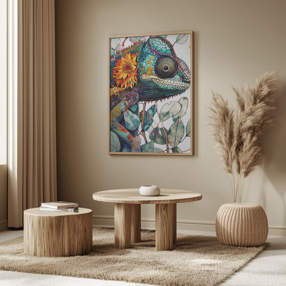 Chameleon watercolor animal art 7 | Poster
