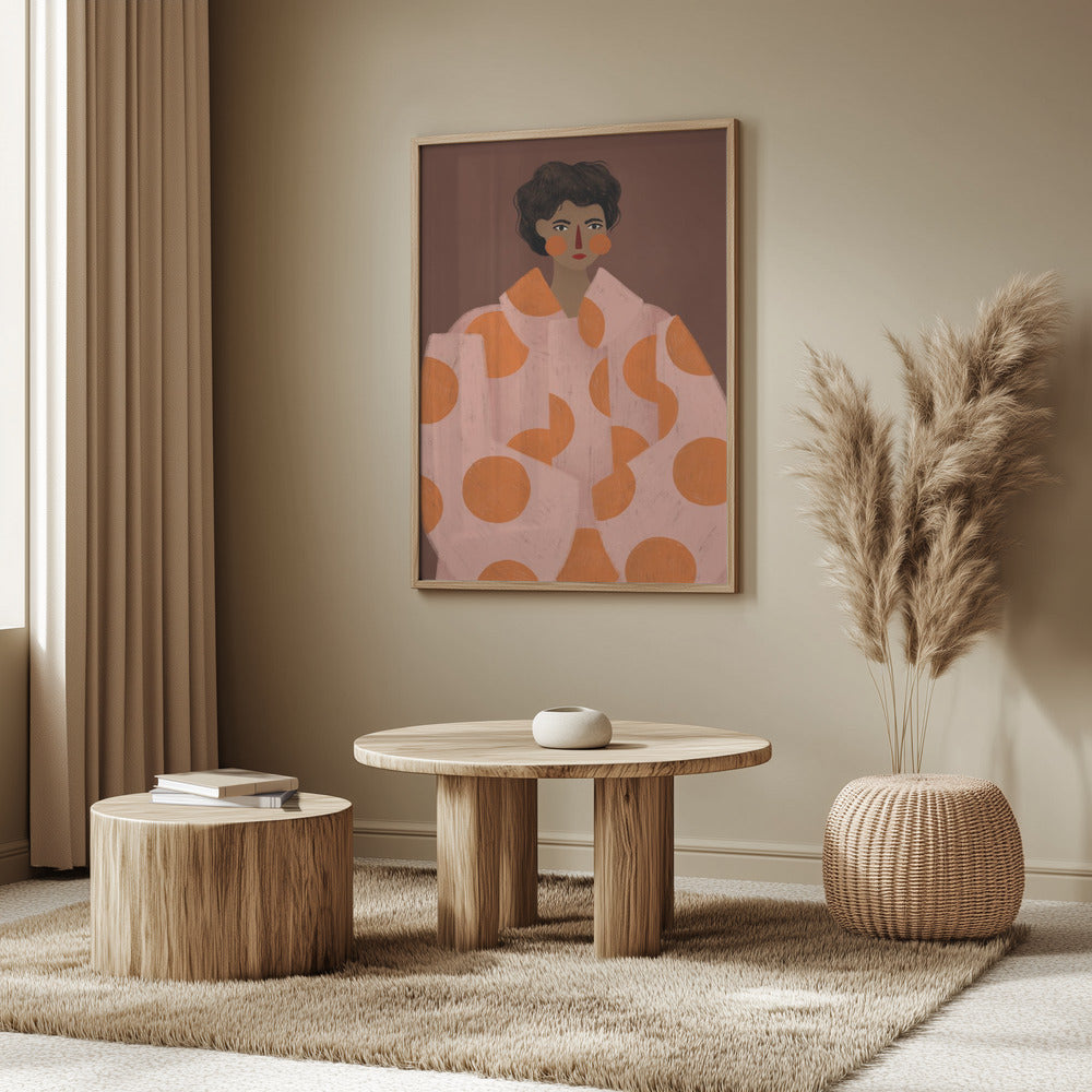 Kvinna med orange prickar | Poster