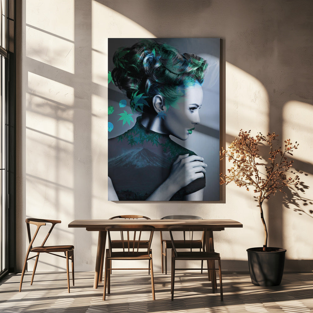 Vert avec des feuilles | Tableaux sur Toile
