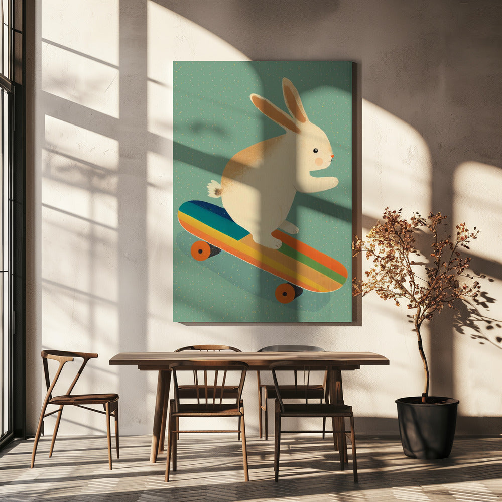 Hase auf Skateboard | Leinwand-Bilder